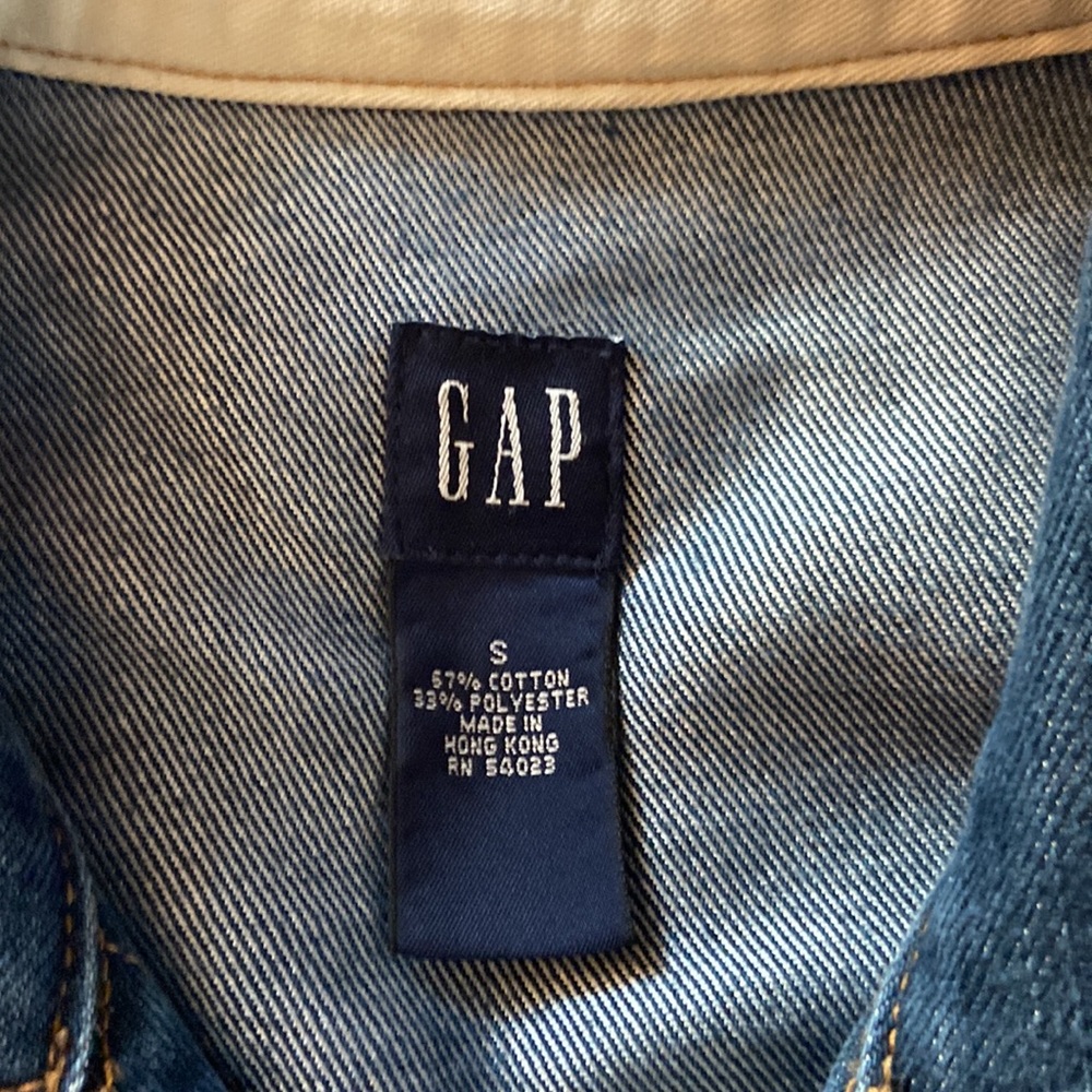 GAP, size SMALL, dark denim adjustable fitted waist and collared jacket - Picture 2 of 9